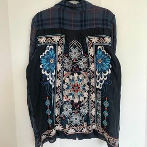 Johnny Was Embellished Button Down Blouse